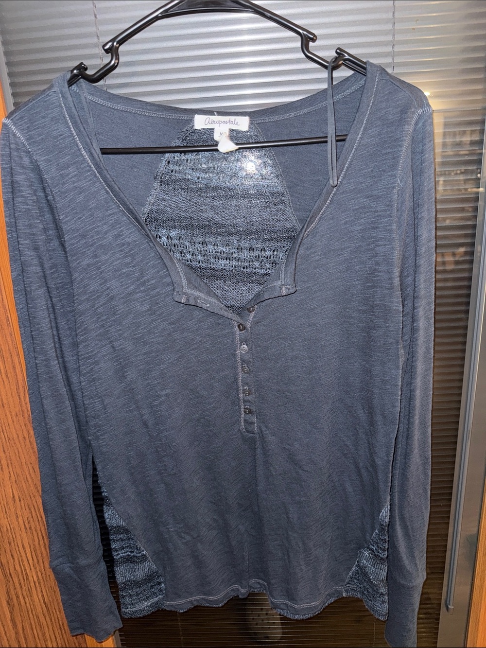 Aeropostale Heathered Blue Knit Pullover Sweater